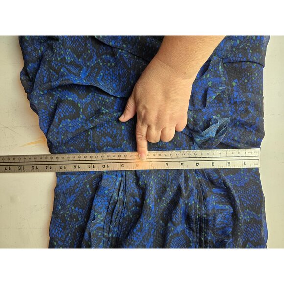 Allsaints Royal Blue Hali Tamora Sheer Snake Print Ruched Mini Dress UK 10 US 6 - Picture 7 of 8